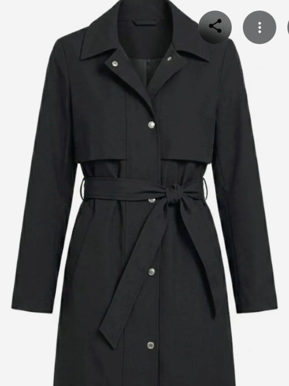 Dkny Black Snap-Front Belted Trench Coat